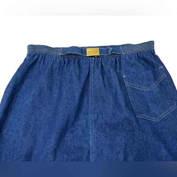 Sasson Vintage Blue Dark Wash Western Modest Grunge Prep Denim Skirt Size 14 - Picture 3 of 6